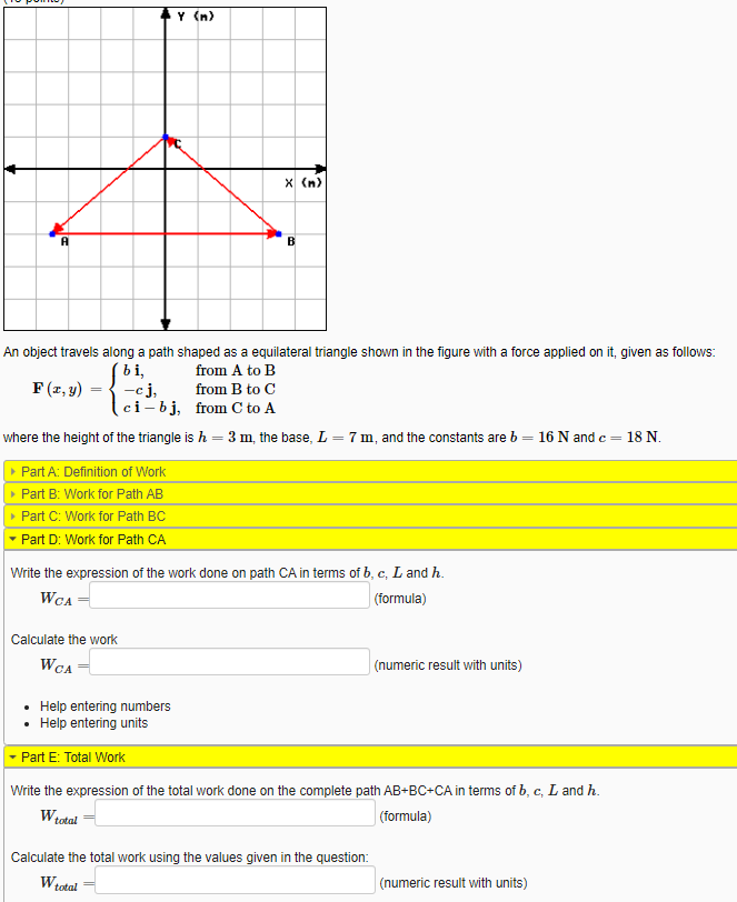 Solved Y N X N A B An Object Travels Along A Path Shaped Chegg Com