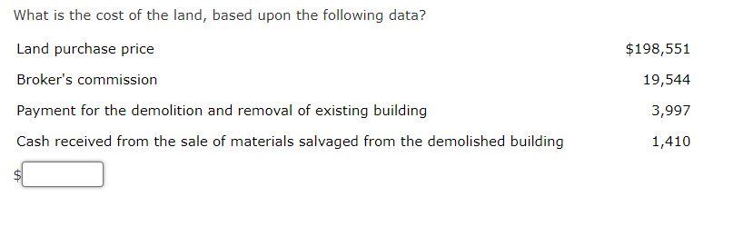 Solved What is the cost of the land, based upon the | Chegg.com