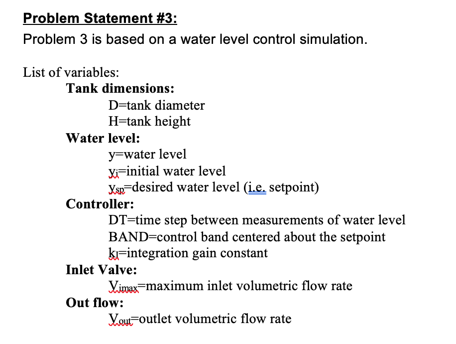 Solved Problem Statement #3: Problem 3 is based on a water | Chegg.com