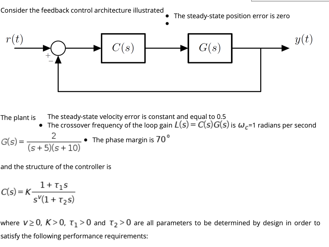 Solved Consider the feedback control architecture | Chegg.com