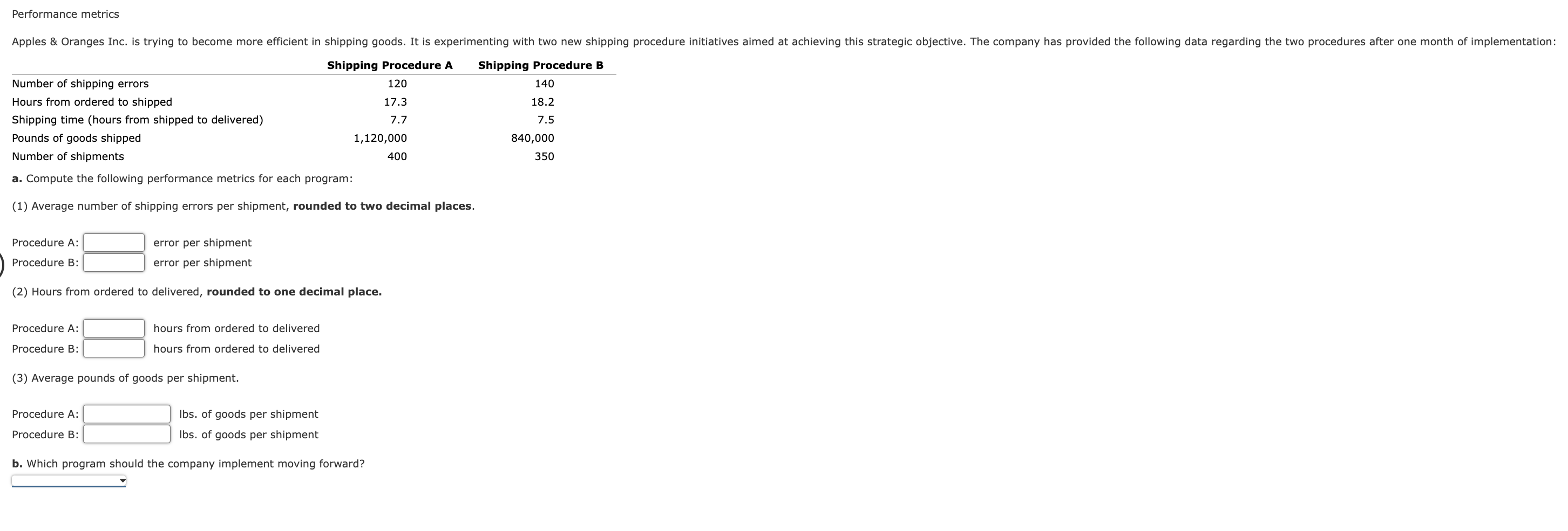 Solved (1) Average number of shipping errors per shipment, | Chegg.com