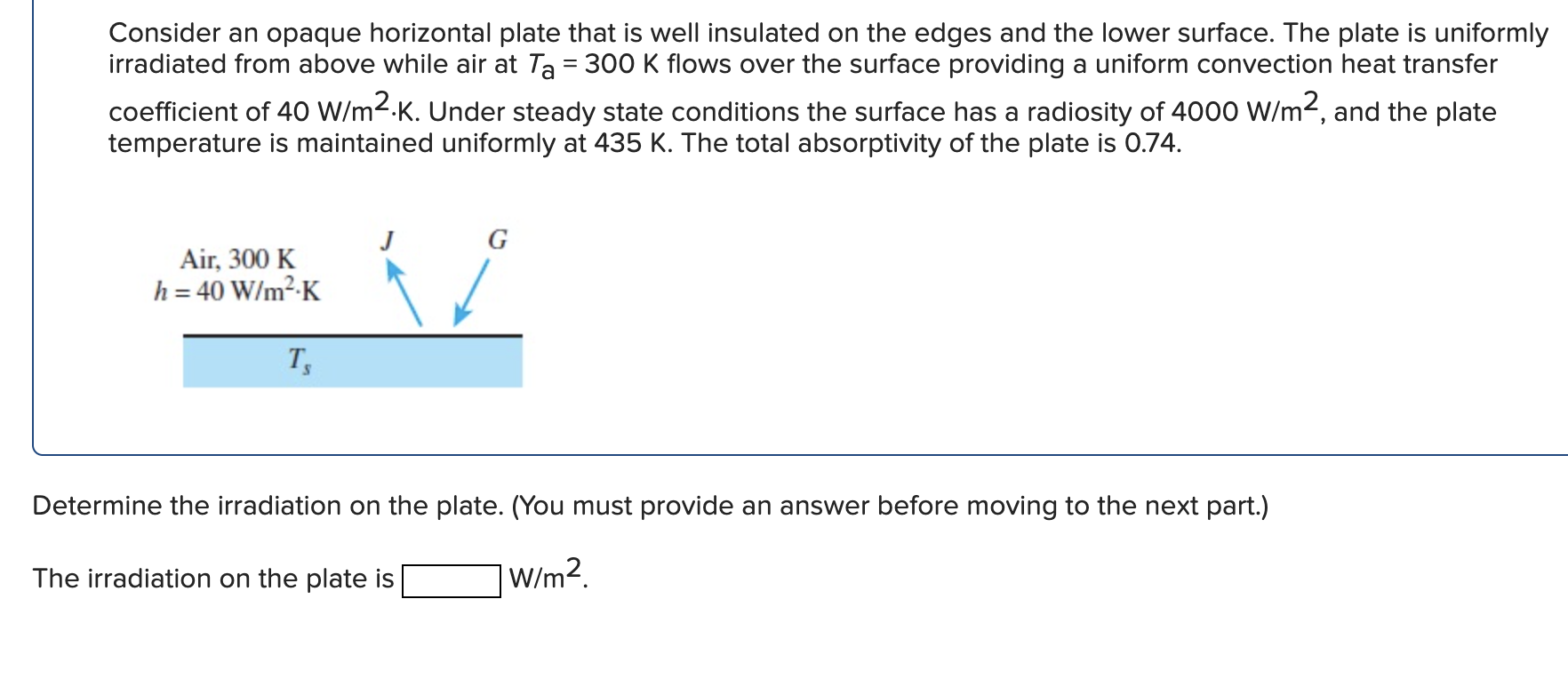 Solved Consider an opaque horizontal plate that is well