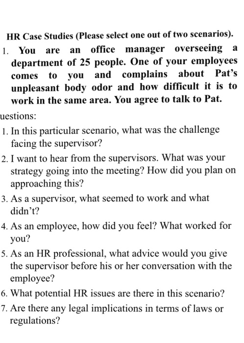 hr case study answers