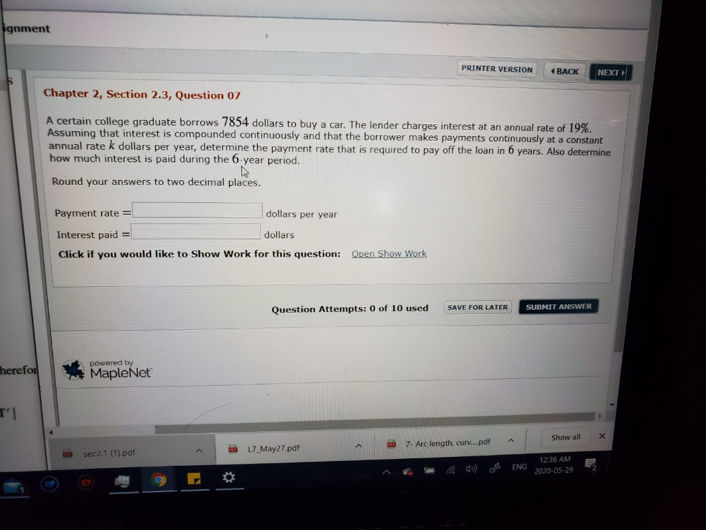 Solved ignment PRINTER VERSION 4 BACK NEXT 6 Chapter 2, | Chegg.com