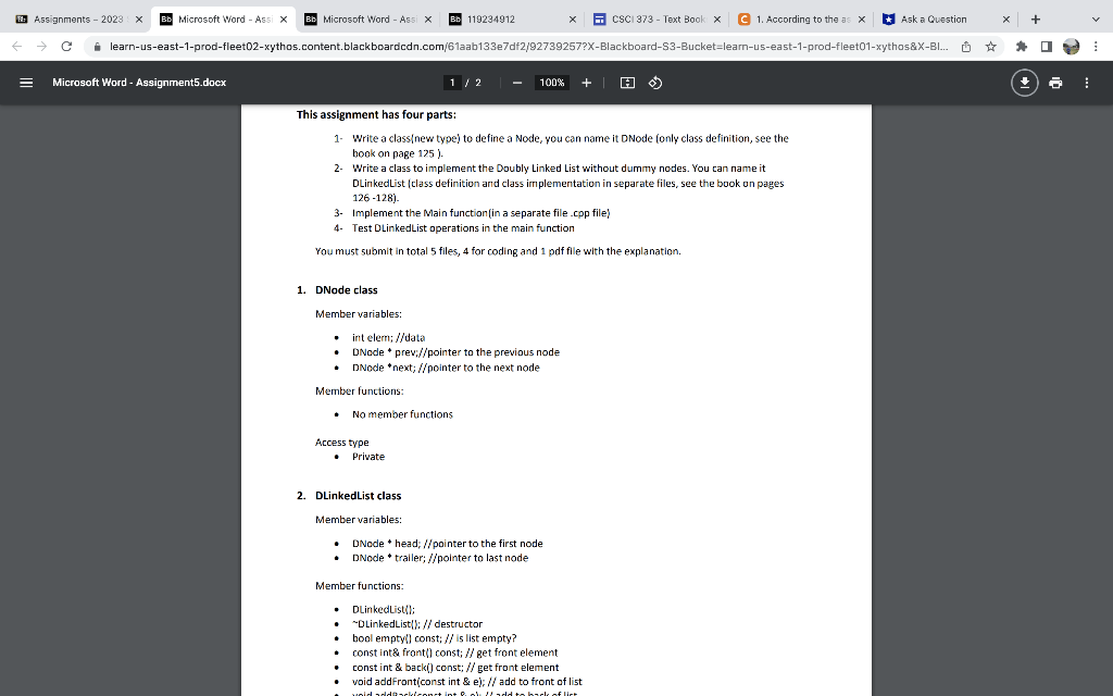 Solved Assignment 5 Write a program in C++ that implements | Chegg.com