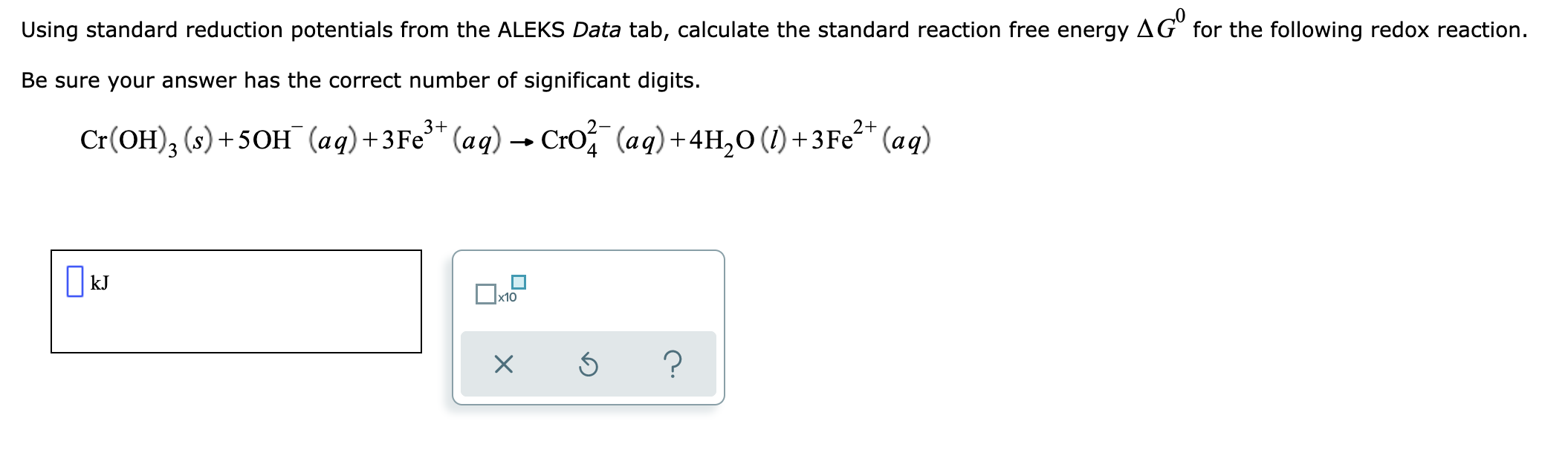 Solved AGº for the following redox reaction. Using standard | Chegg.com