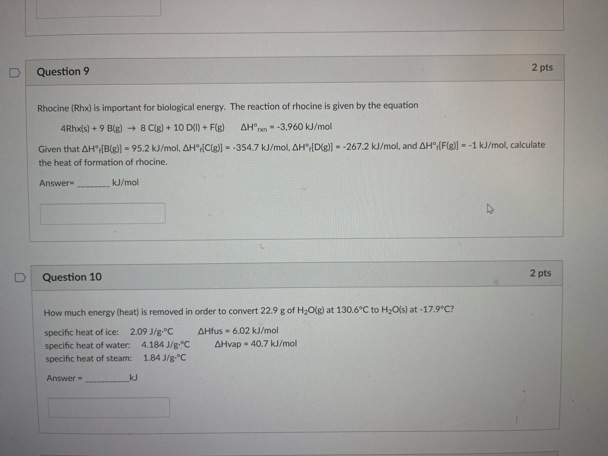 Solved Rhocine (Rhx) is important for biological energy. The | Chegg.com