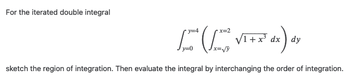 Solved For the iterated double integral | Chegg.com