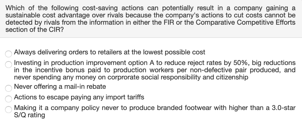 Solved Which of the following cost-saving actions can | Chegg.com