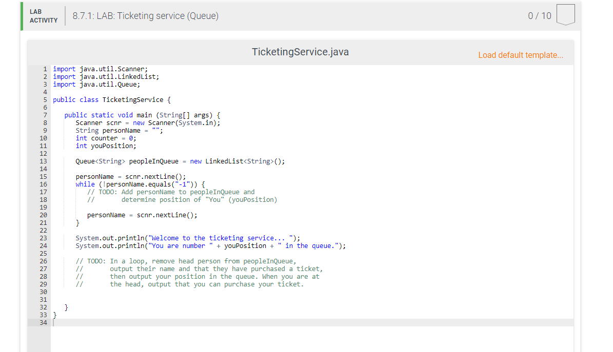(Solved) : 87 Lab Ticketing Service Queue Given Main Complete Program ...
