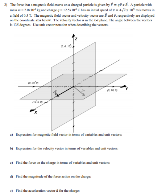 Solved 2) The force that a magnetic field exerts on a | Chegg.com