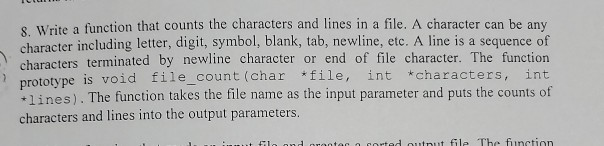Solved & Write a function that counts the characters and | Chegg.com