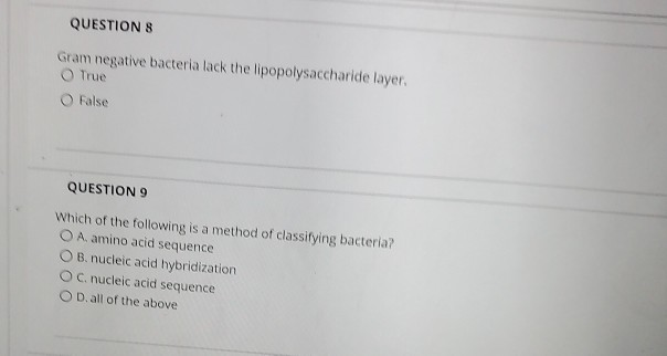 Solved QUESTIONS Gram negative bacteria lack the | Chegg.com