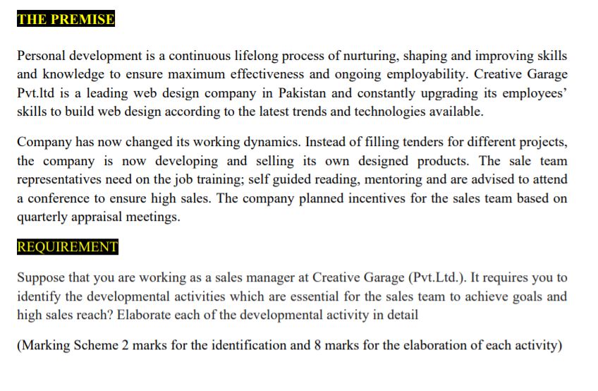 Solved SPRING 2021 ASSIGNMENT PERFORMANCE MANAGEMENT | Chegg.com