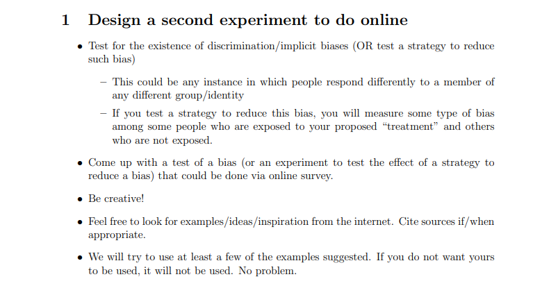 Solved 1 Design a second experiment to do online • Test for | Chegg.com