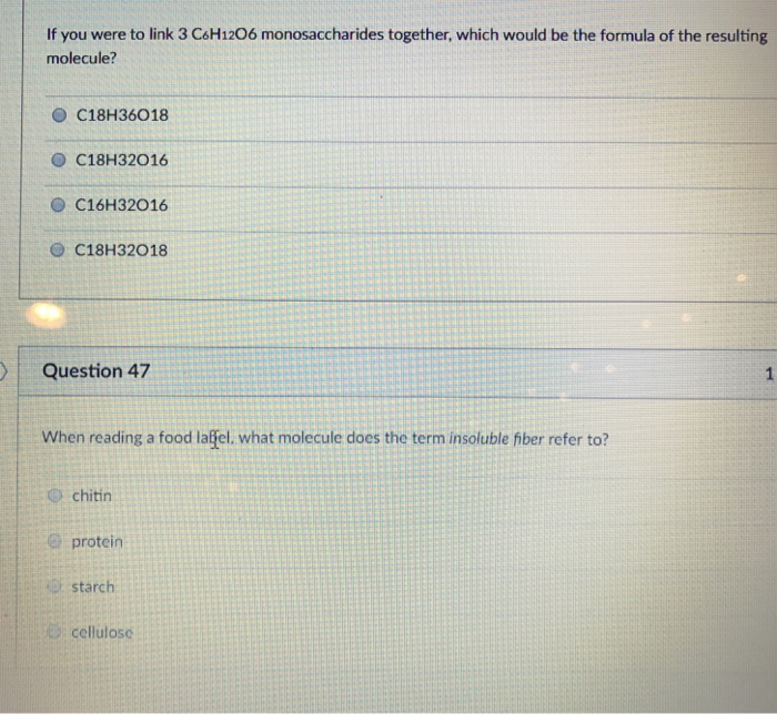 Solved If you were to link 3 C_6H_12O_6 monosaccharides | Chegg.com