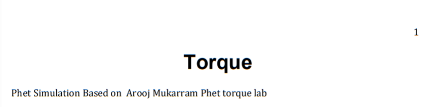 Solved 1 Torque Phet Simulation Based on Arooj Mukarram Phet | Chegg.com