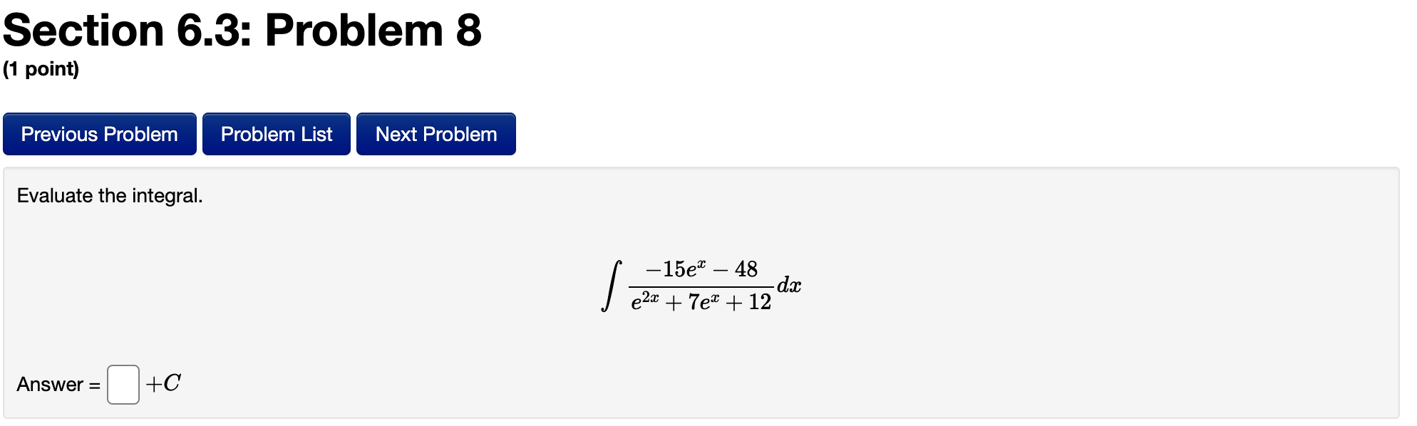 Solved Section 6.3: Problem 8 (1 point) Previous Problem | Chegg.com