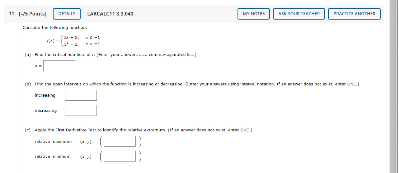 Solved 10. [1/5 Points] DETAILS PREVIOUS ANSWERS LARCALC11 | Chegg.com