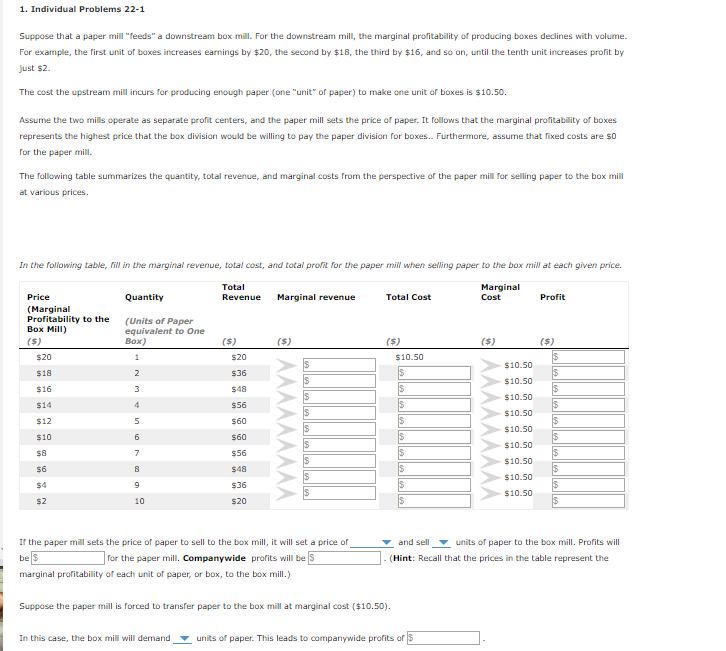 Solved 1. Individual Problems 22-1 Suppose That A Paper Mill | Chegg.com