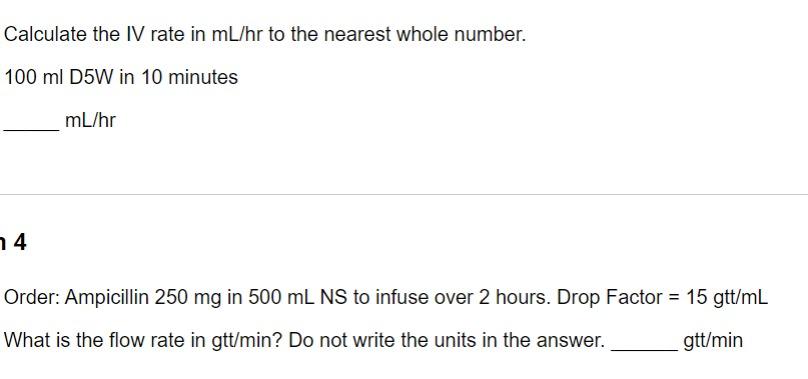 Solved Calculate the IV rate in mL/hr to the nearest whole | Chegg.com