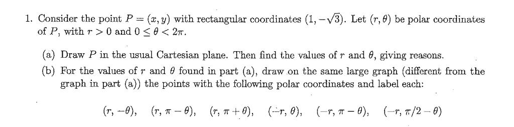 Solved i. Consider the point P-(x,y) with rectangular | Chegg.com