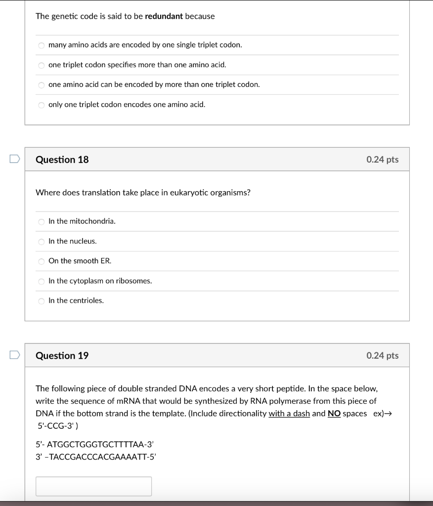 Solved The Genetic Code Is Said To Be Redundant Because Many Chegg Com