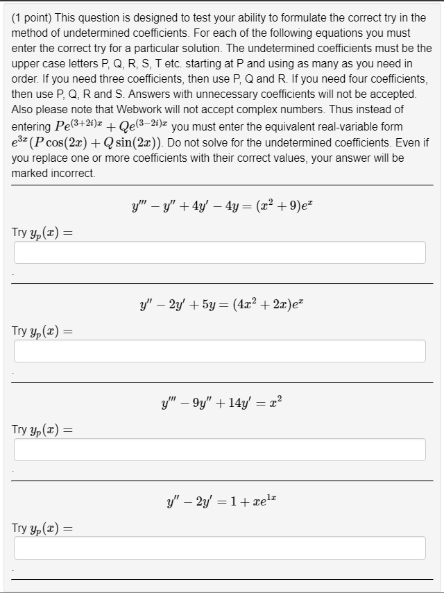 Solved (1 point) This question is designed to test your | Chegg.com