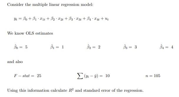 Solved Consider the multiple linear regression model: y = Bo | Chegg.com