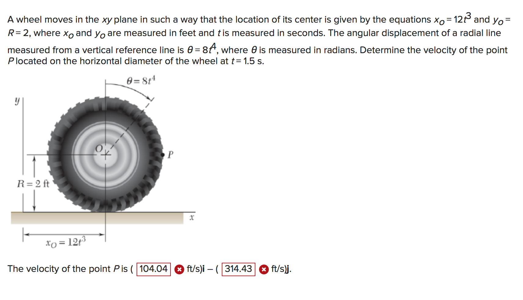 Solved A wheel moves in the xy plane in such a way that the