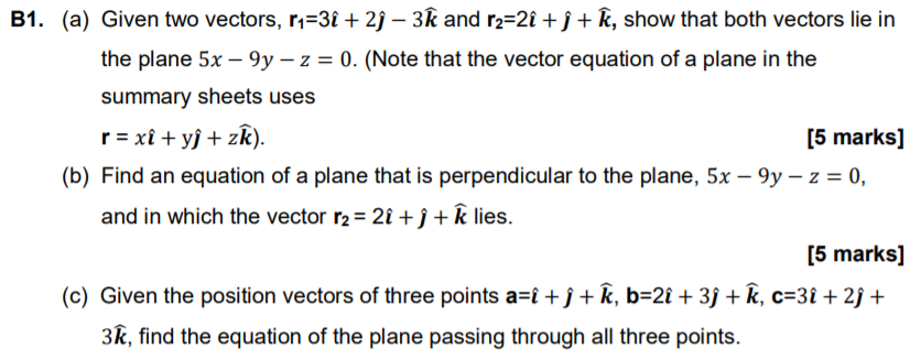 Solved B1. (a) Given two vectors, r1=3î + 2) – 3k and r2=2î | Chegg.com