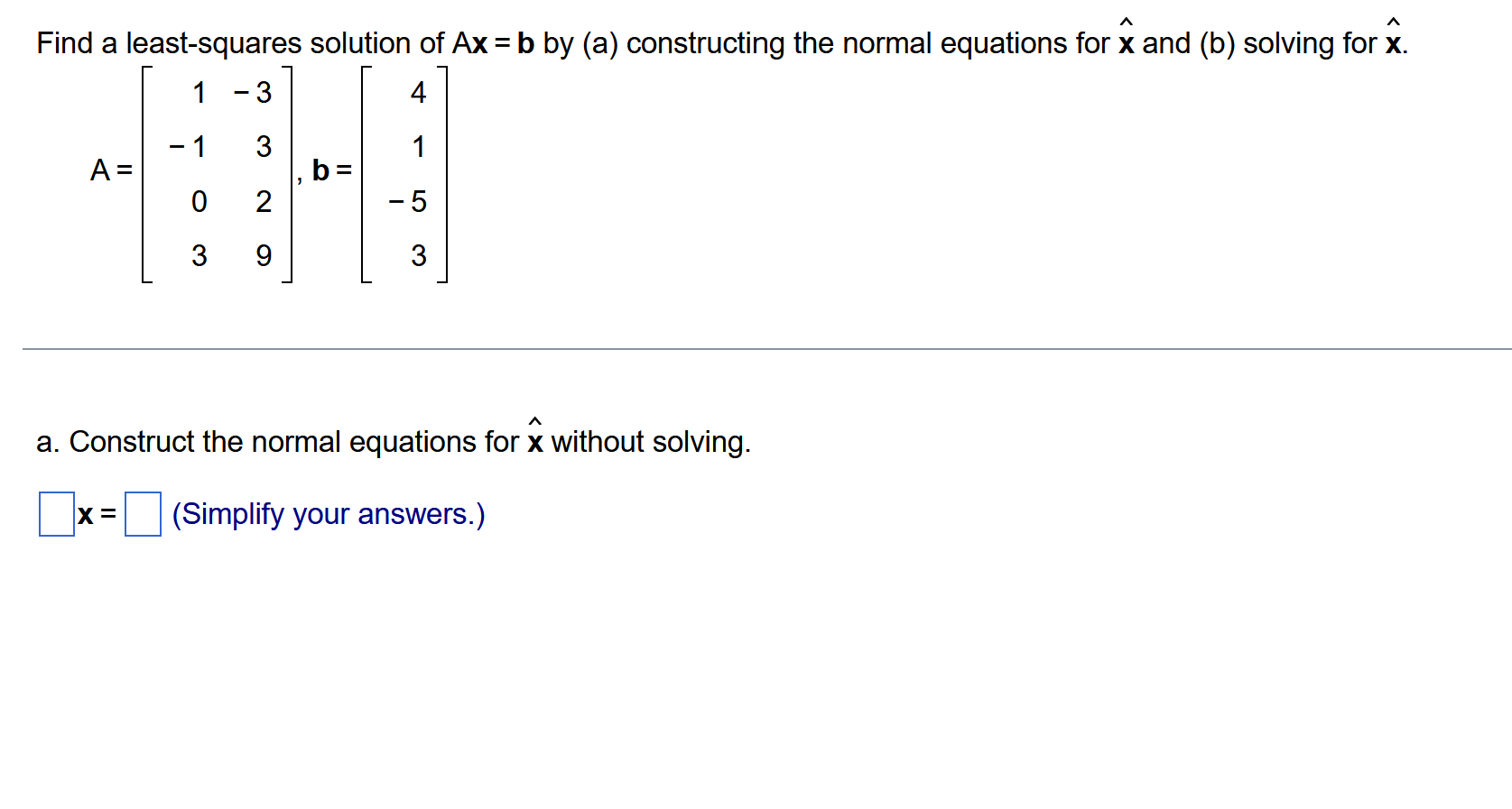 Solved Find A Least-squares Solution Of Ax = B By (a) | Chegg.com