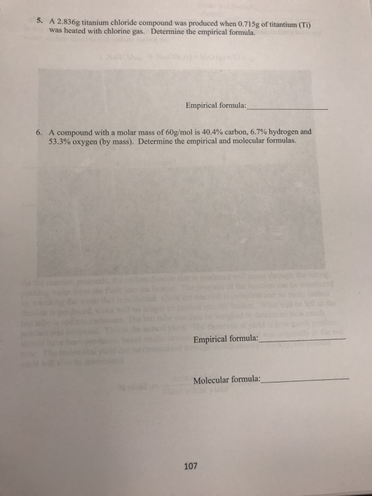 Solved 5. A 2.836g Titanium Chloride Compound Was Produced 