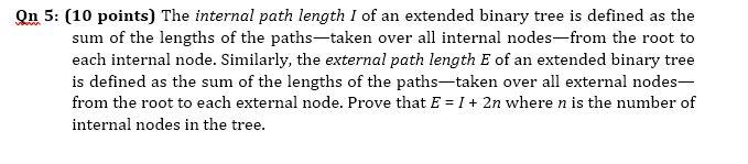 Solved In 5: (10 points) The internal path length I of an | Chegg.com