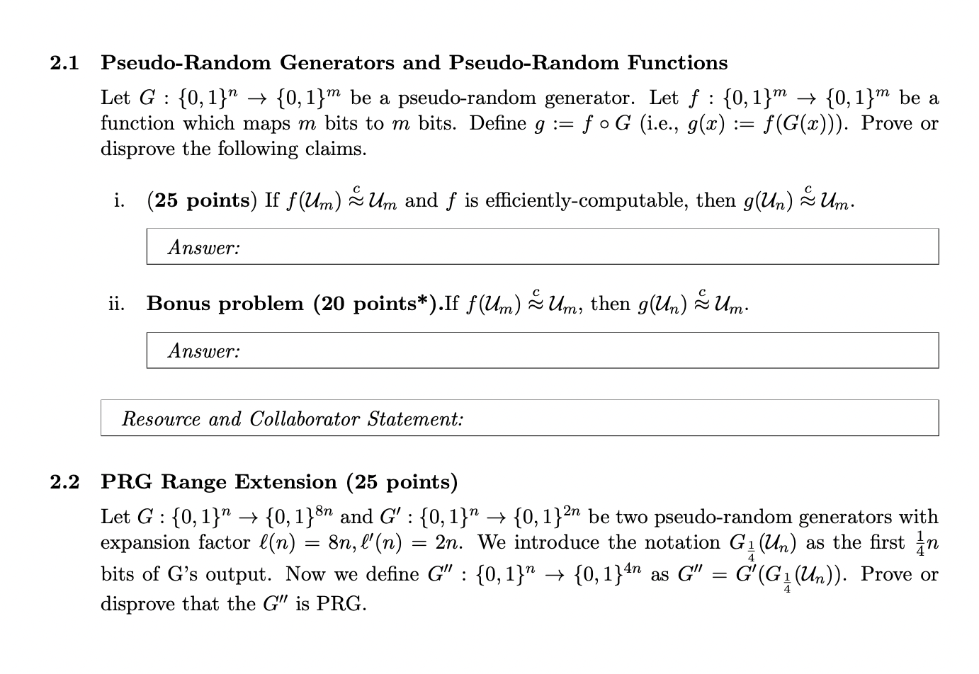 2.1 Pseudo-Random Generators And Pseudo-Random | Chegg.com