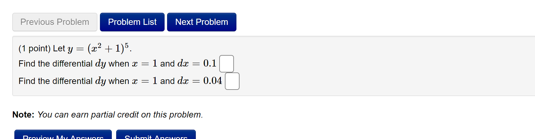 Solved Previous Problem Problem List Next Problem (1 point) | Chegg.com