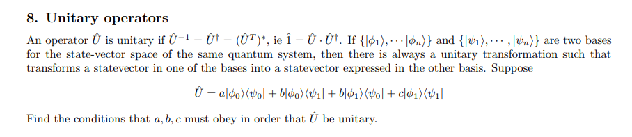 Solved 8. Unitary operators An operator U^ is unitary if | Chegg.com