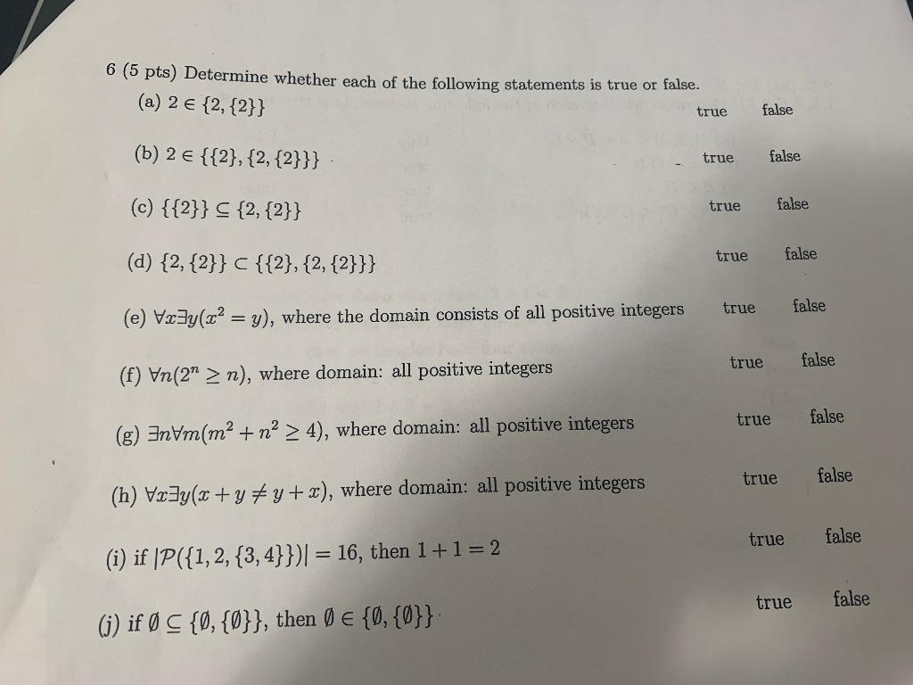 Solved 6 (5 Pts) Determine Whether Each Of The Following | Chegg.com