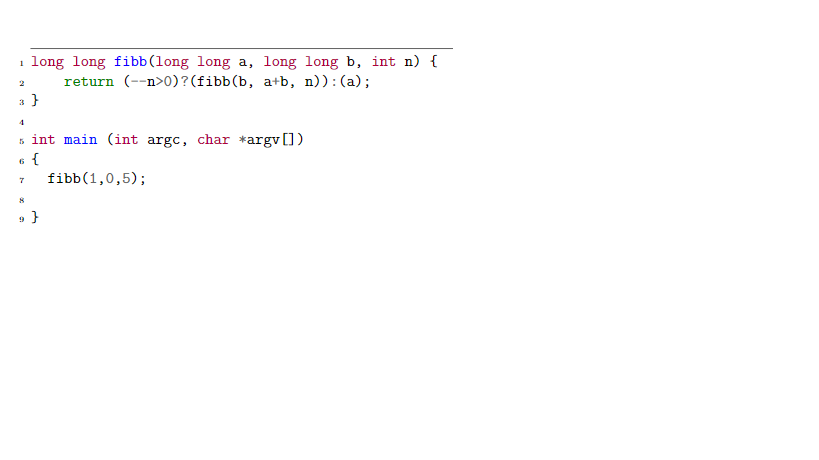 Solved long long fibb(long long a, long long b, int n) | Chegg.com