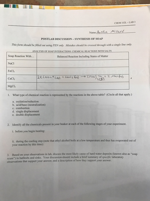 What Type Of Chemical Reaction Is Soap Scum Formation