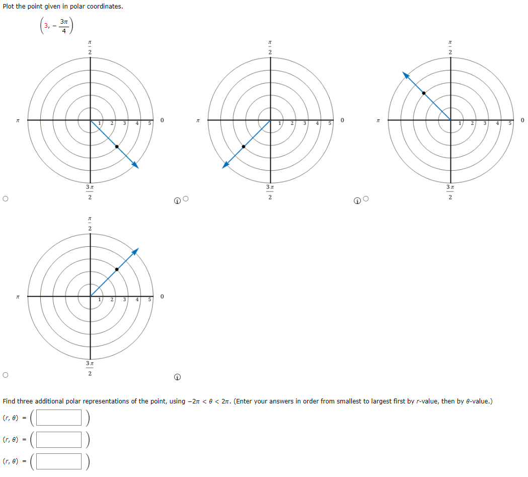 Solved Plot the point given in polar coordinates. (3,−43π) i | Chegg.com