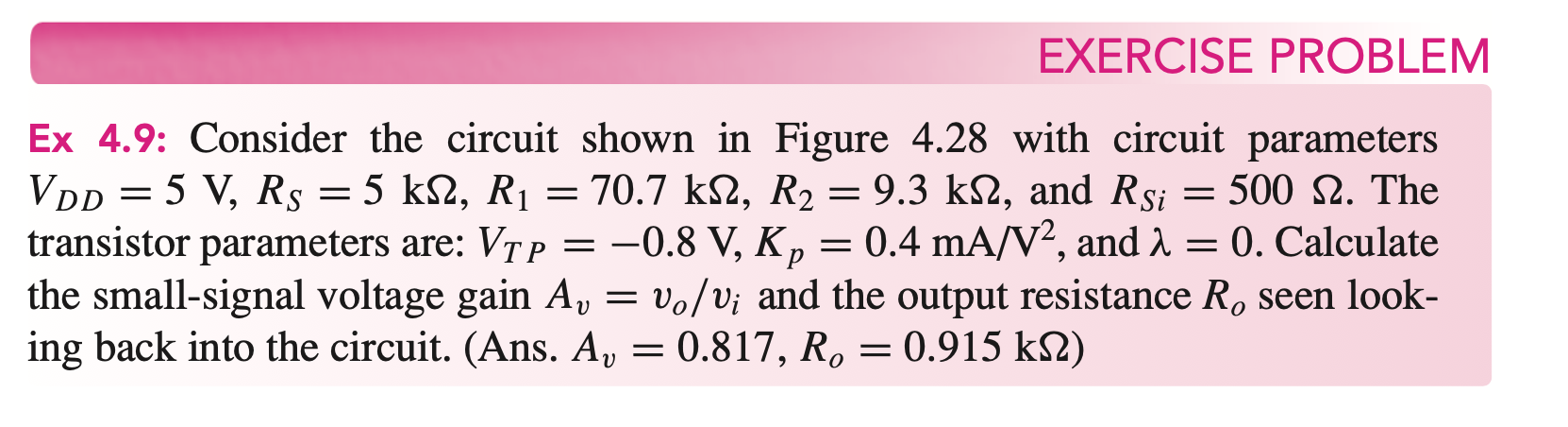 Solved Ex 4.9: Consider the circuit shown in Figure 4.28 | Chegg.com