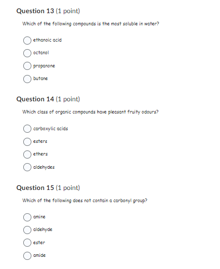 Solved Which of the following compounds is the most soluble | Chegg.com