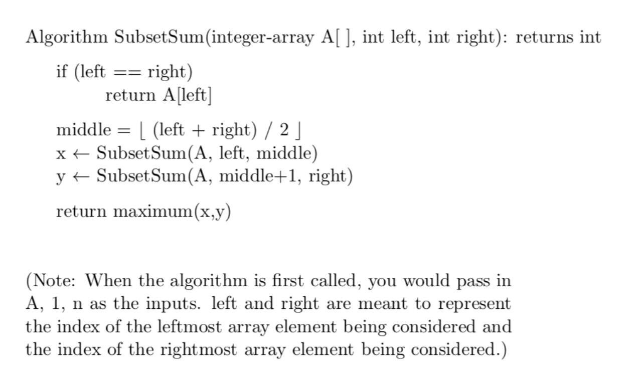 Solved Consider the following problem. Given: an array A of | Chegg.com