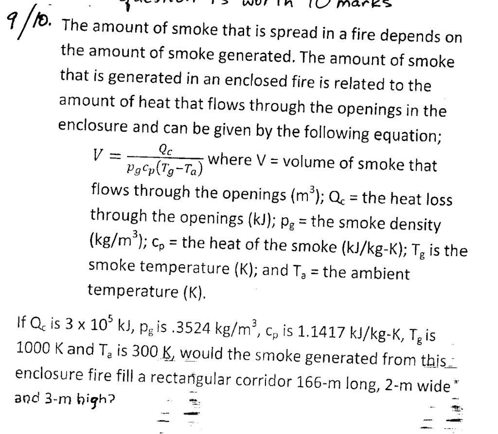 Solved marks The amount of smoke that is spread in a fire | Chegg.com