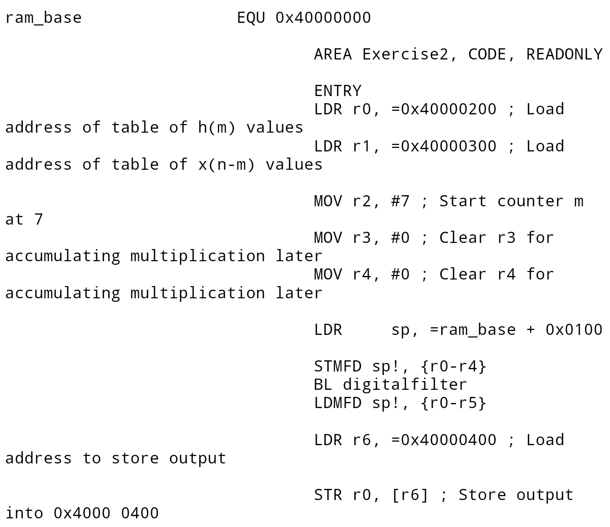 Solved ram_base EQU 0×40000000 AREA Exercise2, CODE, | Chegg.com