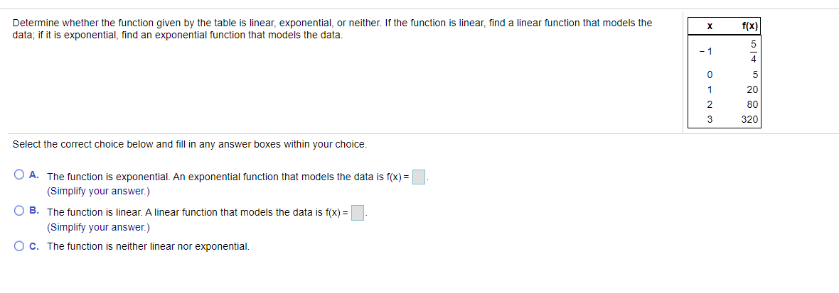 Solved X Determine whether the function given by the table | Chegg.com