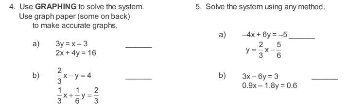 Solved 5. Solve the system using any method. 4. Use GRAPHING | Chegg.com