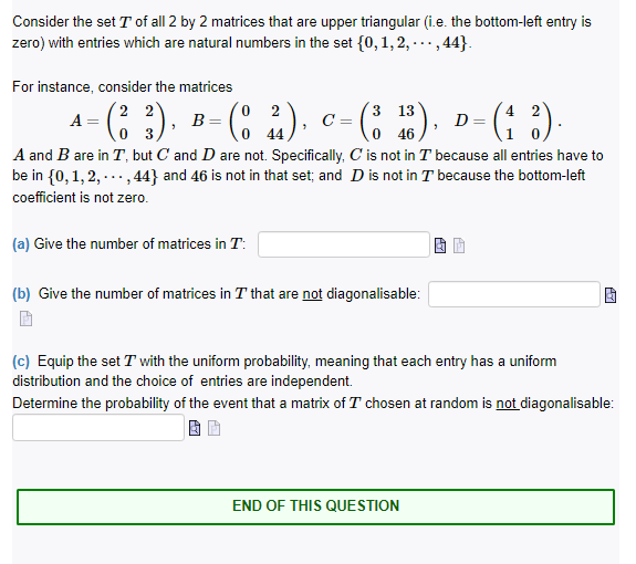 Solved Consider the set \\( T \\) of all 2 by 2 matrices | Chegg.com