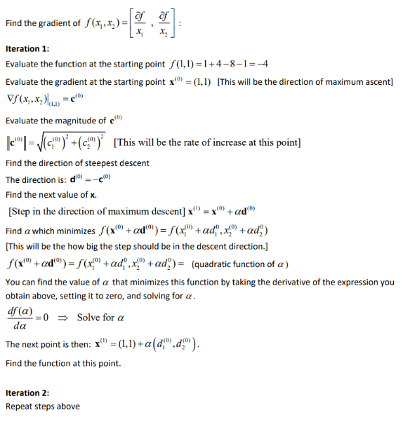 Solved Complete two iterations of the steepest-descent | Chegg.com